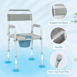 ZUN Grey multi-functional portable toilet chair with adjustable height 05796679