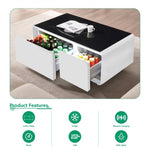 ZUN Modern Smart Coffee Table with Built-in Fridge, Bluetooth Speaker, Wireless Charging, Touch Control W1172P178882