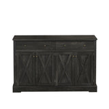 Vintage Black Brown Sideboard with Two Drawers and Four Doors for Living, Bedroom, and Kitchen, W757P234598