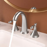 2 Handle Widespread Bathroom Faucet 3 Hole, with Pop Up Drain and 2 Water Supply Lines, Brushed W124379953
