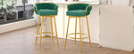 ZUN Swivel Counter Height Bar Stools Set of 2, 31.5" Bar Height Stools with Hand-Woven Backrest & Gold N762P216979F