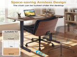 Black Armless Office Chair , Curved Backrest & Wide Seat, 360&deg Swivel & Rocking Function 96919480