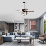 ZUN 52'' Low Profile Ceiling Fan with Lights,Blade Dark Wood Ceiling fan 18139432