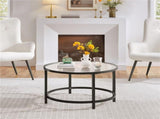 Modern Glass Top Coffee Table with Adjustable Foot Pads, Black 96041514