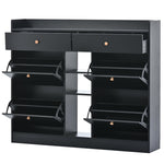 ZUN ON-TREND Modern Tipping Bucket Shoe Cabinet with 4 Flip Drawers, Multifunctional 2-Tier Shoe Storage WF300851AAB