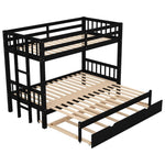 ZUN Twin over Pull-out Bunk Bed with Trundle, Espresso 88136488