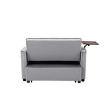 Grey Velvet Loveseat Sleeper Sofa Bed with Side Table W588132116