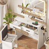 ZUN Vanity Desk with Mirror and Lights, Makeup Vanity Table with Power Outlet & 3 Drawers,3 Color 04575732