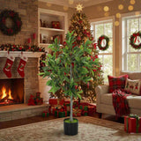 Artificial Tree Christmas Potted Fake Plant Natural Green Tree for Holiday Living Room Office Home 98112458