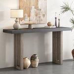 ZUN U_STYLE Uniquely Designed Oak Veneer Console Table with Distinctive Side Shapes, Suitable for N711P170550E