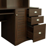 ZUN Home Office Computer Desk with Hutch,Walnut 07162933