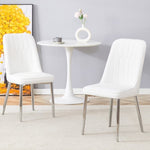 ZUN 2 modern dining chairs, smooth PU leather backrest and silver-toned metal legs for a comfortable W1151P183334