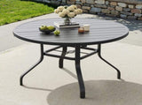 Round Dining Table, 41" Round Patio Table Wood-Like Grain with 1.57" Umbrella Hole, Metal T3623P504736