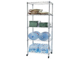 5-Tier NSF Heavy Duty Adjustable Storage Metal Rack with Wheels & Shelf Liners Ideal for Garage, 27377485