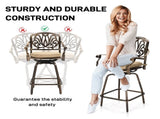 Outdoor Swivel Bar Stools Set of 2, Cast Aluminum Patio Bar Height, All-Weather Bar Dining 52885798