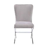 Beige and Chrome Side Chairs with Metal X Shape Legs B062P182722