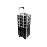 ZUN 4-in-1 Draw-bar Style Interchangeable Aluminum Rolling Makeup Case Black 67069398