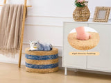 Handmade Woven Foot Stool Natural Water Hyacinth Ottoman for Home Decor & Seating 21252952