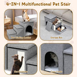 Dog Stairs for Bed and Couch 42cm H, Foldable Dog Stairs for Small Older Dogs Cats, 4 in 1 66767320