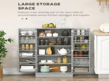 Simple Triamine Adjustable Shelves Sideboard With Door Cabinet White, Gray-AS 02962653