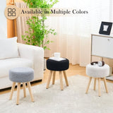 Round Ottoman Multifunctional Cotton Knitted Vanity Stool Footrest Stool for Living Room Entryway 32347935