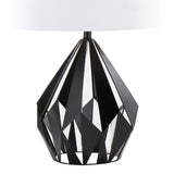 Geome Tri 28" Contemporary Metal Table Lamp in Matte Black Metal with White Linen Shade from B202P224044