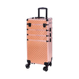 ZUN 4-in-1 Draw-bar Style Interchangeable Aluminum Rolling Makeup Case-Rose Gold 70986434