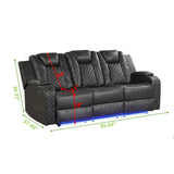 LED & Power Reclining Sofa Made With Faux Leather in Gray 659436452237