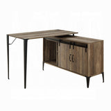 Rustic Oak Writing Desk with Sliding Barn Door B062P209220