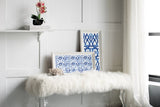 Set of 2 Blue and White Hanging Sculptures, Modern Wall Art Decor, 12.5" x 24.5" W2078130292