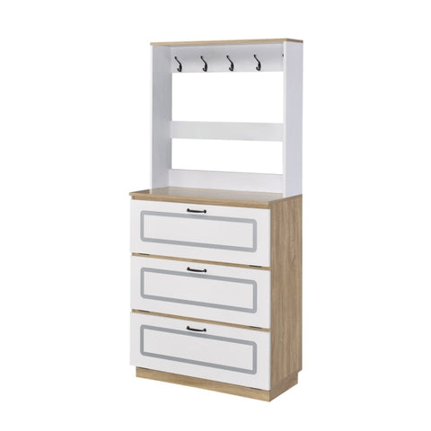 ZUN Light Oak and White Shoe Cabinet with Drop Down Drawer B062P189216