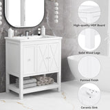 ZUN 30" Bathroom Vanity with Sink Top, Bathroom Vanity Cabinet with Two Doors and One Drawer, MDF WF317782AAK
