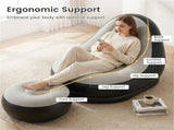 Inflatable Sofa with Ottoman Set, 104.1412790.17cm Flocked PVC Blow-Up Couch 220LBS Capacity with 23964740