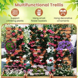 2-in-1 Wooden Raised Garden Bed with Trellis - Solid Wood , 16"x16"x48" Size 12098598