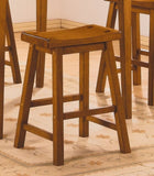 Casual Dining 24-inch Counter Height Stools 2pc Set Saddle Seat Solid Wood Oak Finish Home Furniture B01151972