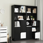 ZUN Multifunctional Open Storage Space Bookcase with Doors and Drawer, Black & White, Modern Style W409P171389