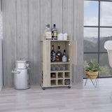 Fargo Bar Cart with Cabinet, 6 Built-in Wine Rack and Casters B070P188865