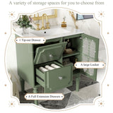 Retro Style 30'' Bathroom Vanity with Ceramic Sink Combo, Freestanding Single Vanity with 2 Drawers, N710P195635F