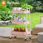 ZUN 3 Tier Small Rolling Cart, Metal Utility Storage Organizer Kitchen Trolley Bathroom Laundry Room Bar 55705486