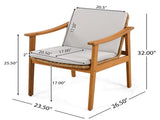 Outdoor Dining Chairs Set of 2, Teak Color Acacia Wood Frame, Brown PE Wicker, Grey Waterproof N779P280043G