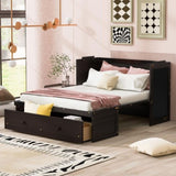 Full Size Murphy Bed with USB Port and a Large Drawer, Espresso N708P205903P