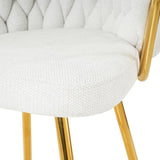 Modern design High stool Gold Plated legs Kitchen Dining White linen bar chair, suitable for Cafe W210P201267