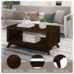 ZUN Rectangular Wood Coffee Table for Living Room, 41.5-Inch Coffee Table with Solid Wood Legs, Wood W1202P177316