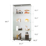 ZUN Two-door Glass Display Cabinet 4 Shelves with Door, Floor Standing Curio Bookshelf for Living Room 50560220