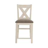 Set of 2 Counter Hight Chairs with X-Cross Back, White and Grey B016P226064