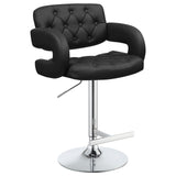 ZUN Black and Chrome Adjustable Bar Stool B062P149093