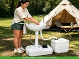 Portable Camping Sink with Foot Pump, 17L Large Capacity Hand Wash Stand with Rolling Wheels & 65749048