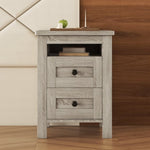 ZUN 2-Drawer Farmhouse Wooden Nightstand Well-proportioned Design and Sleek Lines, Wood Side Table WF317945AAG