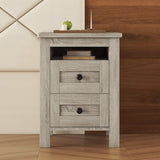 ZUN 2-Drawer Farmhouse Wooden Nightstand Well-proportioned Design and Sleek Lines, Wood Side Table WF317945AAG