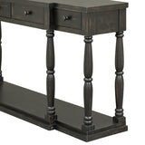 U_STYLE Retro Senior Console Table for Hallway Living Room Bedroom with 4 Front Facing Storage WF312987AAB